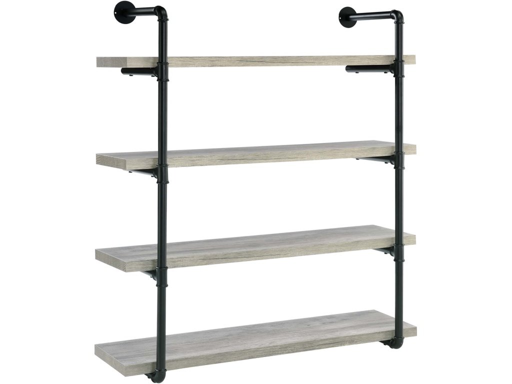 Elmcrest 39-Inch 4-Shelf Wall Bookshelf Grey Driftwood