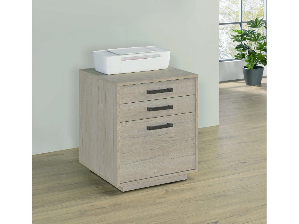 Loomis 3-Drawer Square File Cabinet Whitewashed Grey