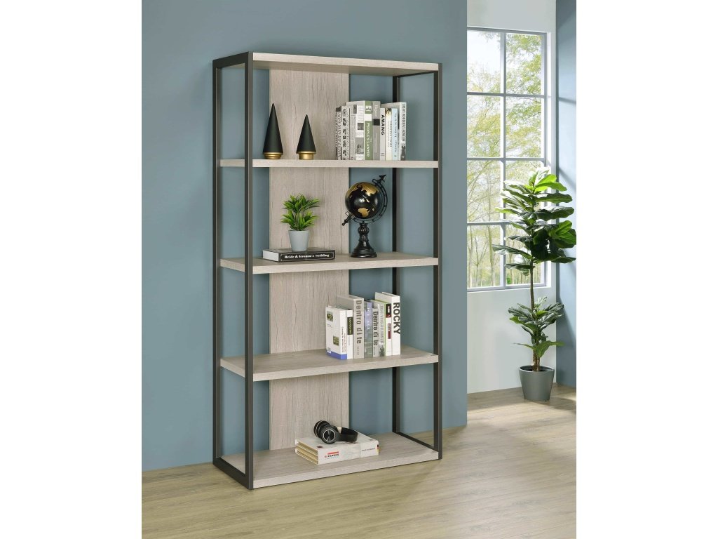 Loomis 4-Shelf Bookcase Whitewashed Grey