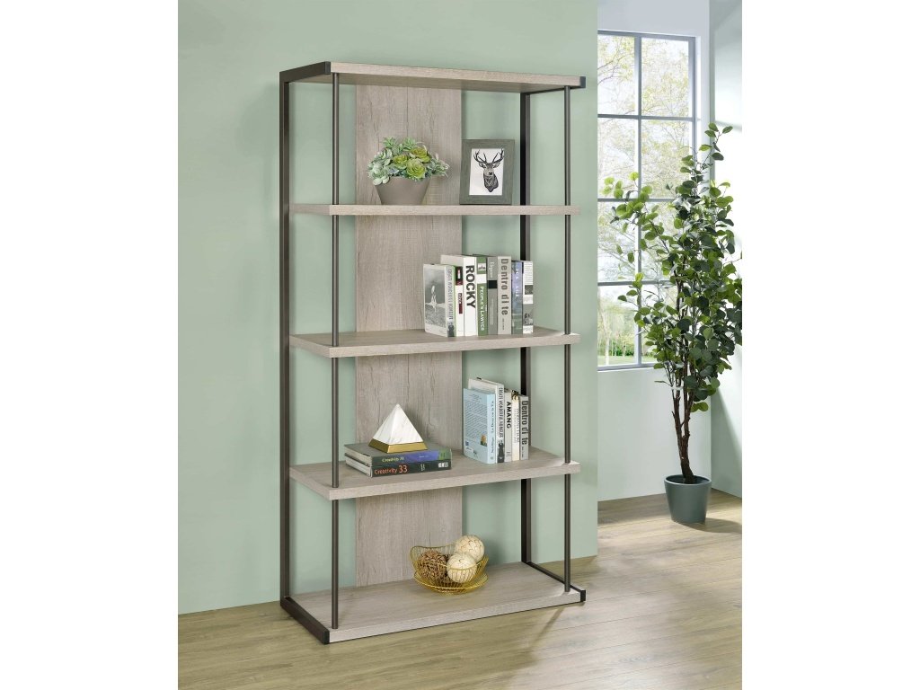 Loomis 4-Shelf Bookcase Whitewashed Grey