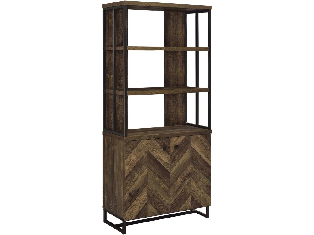 Millbrook 71-Inch 2-Door Storage Bookshelf Rustic Oak