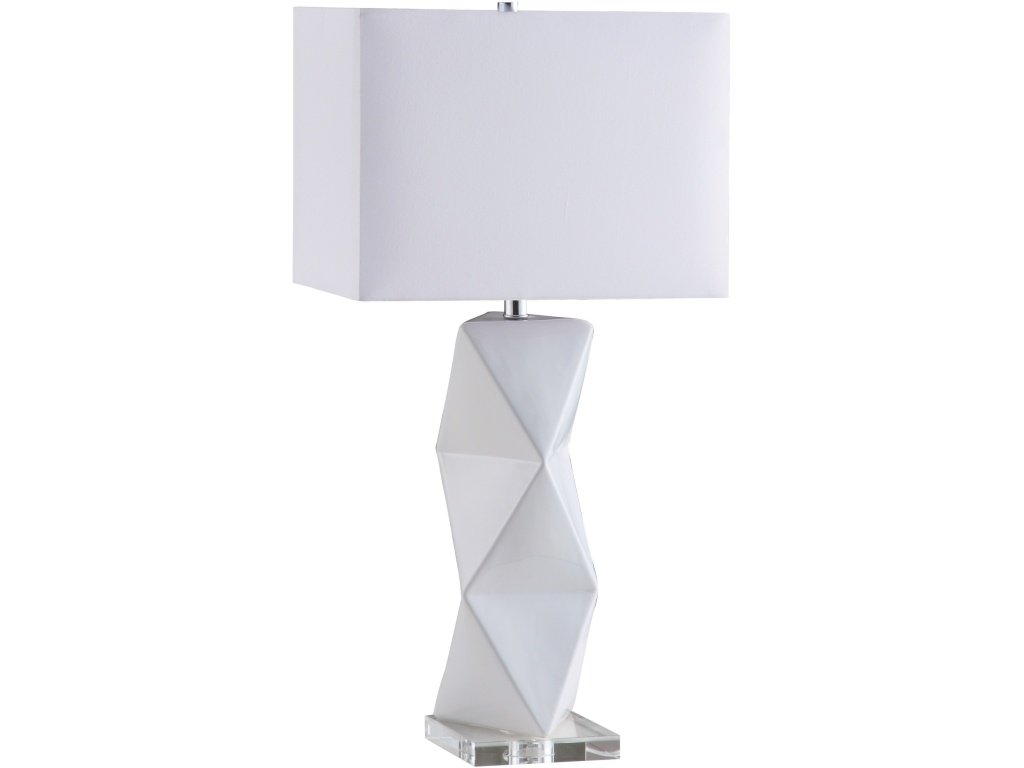 Camie 32-Inch Rectangular Shade Geometric Table Lamp White