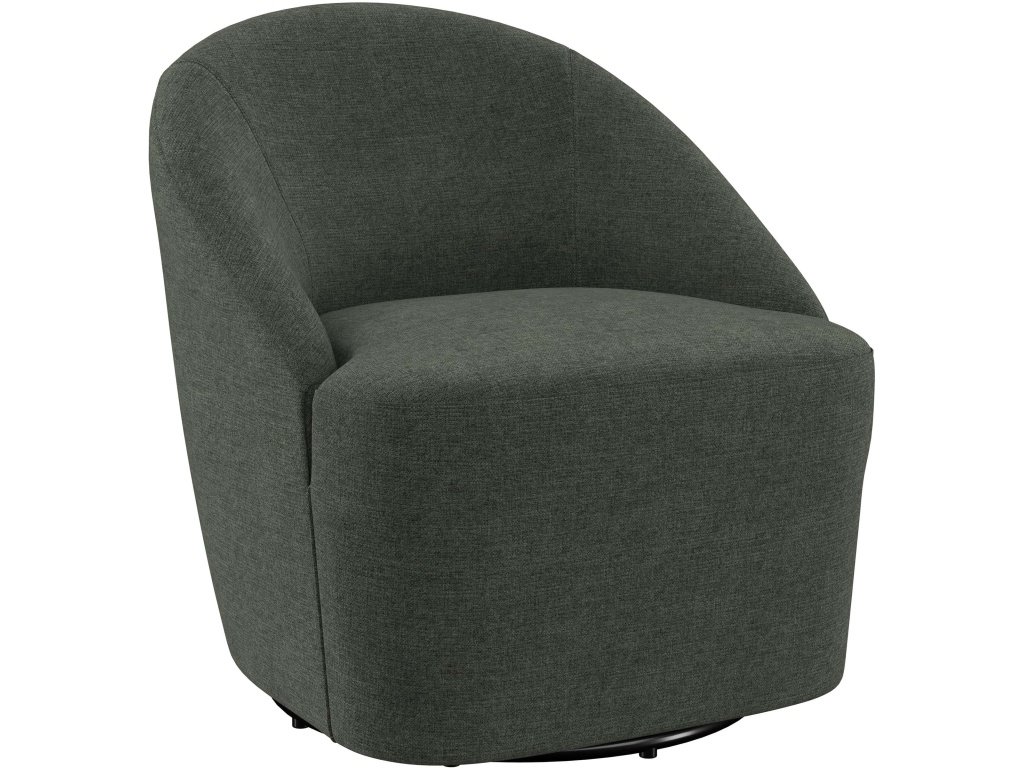 Leon Upholstered Barrel Accent Swivel Chair Hunter Green