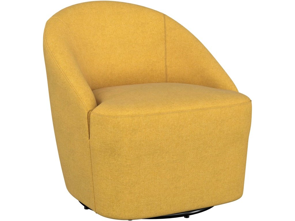 Leon Upholstered Barrel Accent Swivel Chair Mustard Yellow