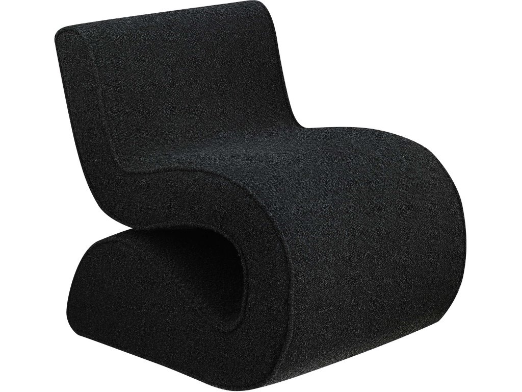 Ronea Boucle Upholstered Armless Curved Accent Chair Charcoal