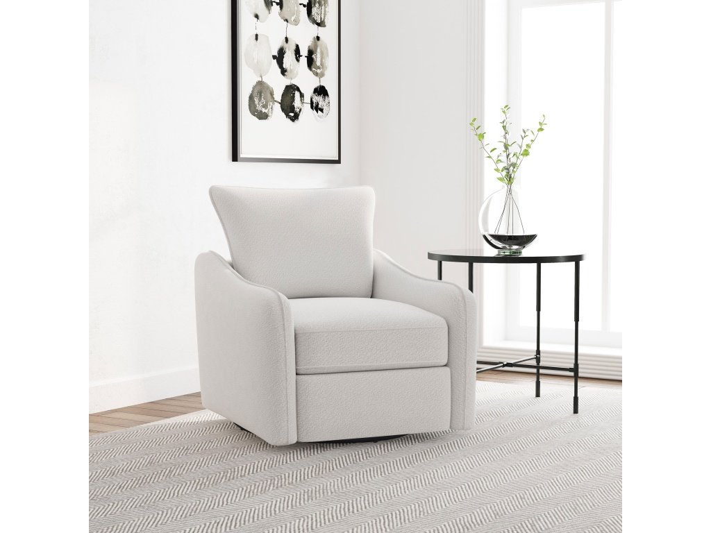 Madia Upholstered Sloped Arm Swivel Glider Chair Vanilla