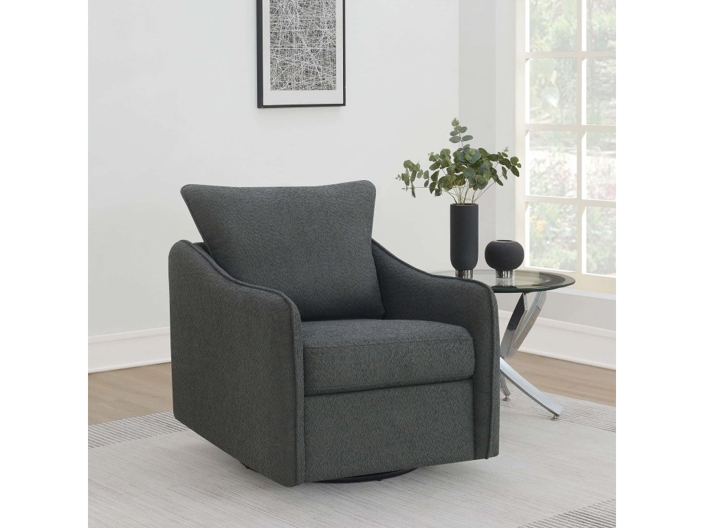 Madia Boucle Upholstered Swivel Glider Chair Charcoal Grey