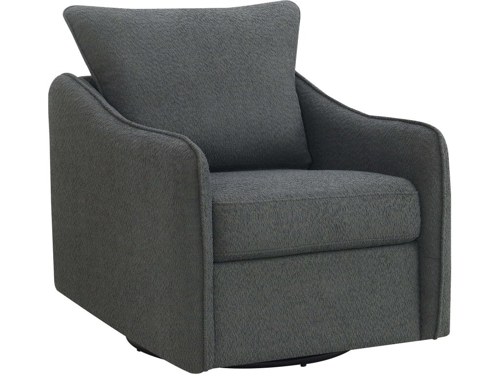 Madia Boucle Upholstered Swivel Glider Chair Charcoal Grey