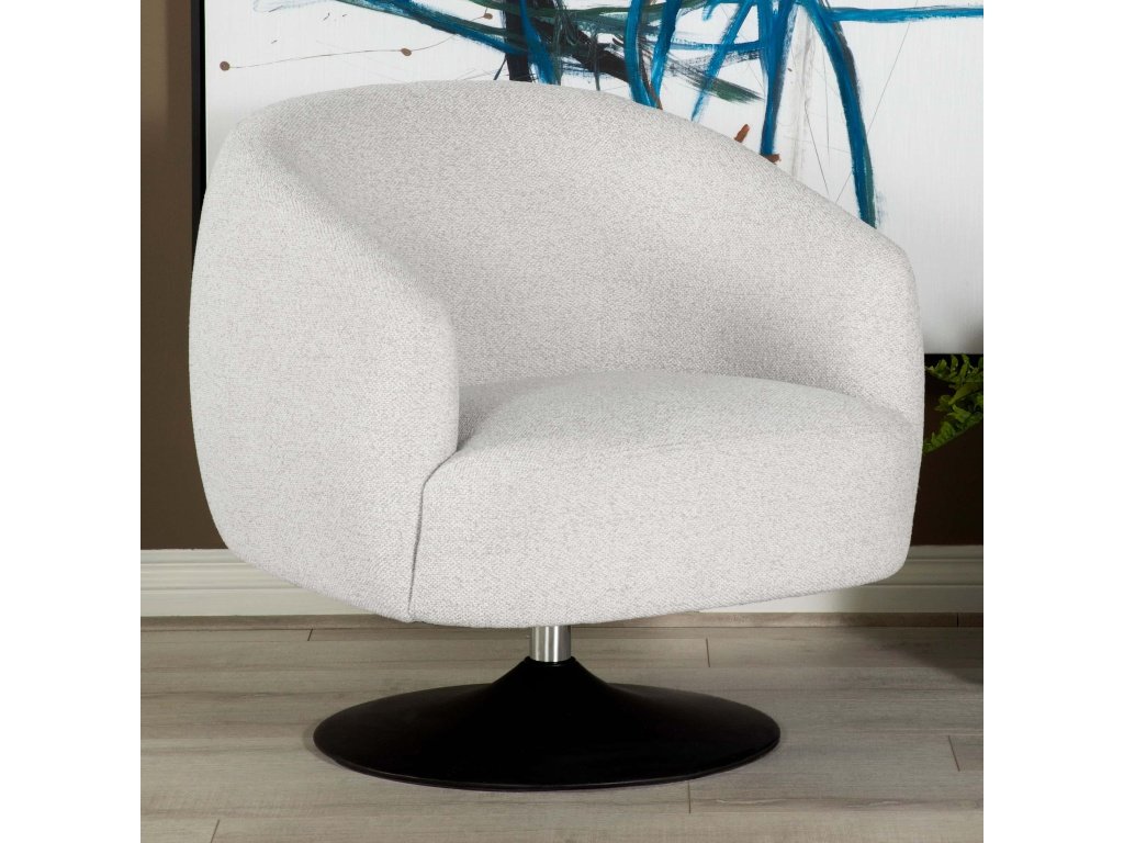 Dave Upholstered Barrel Back Swivel Club Chair Beige