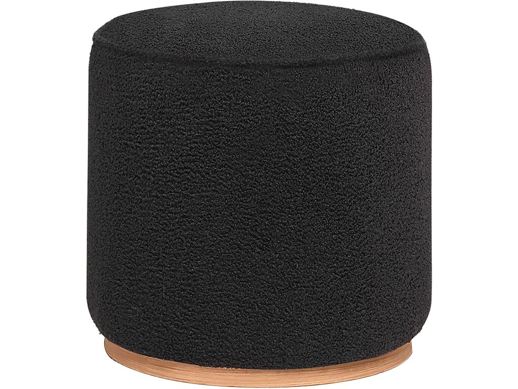 Zena Faux Sheepskin Upholstered Round Ottoman Black