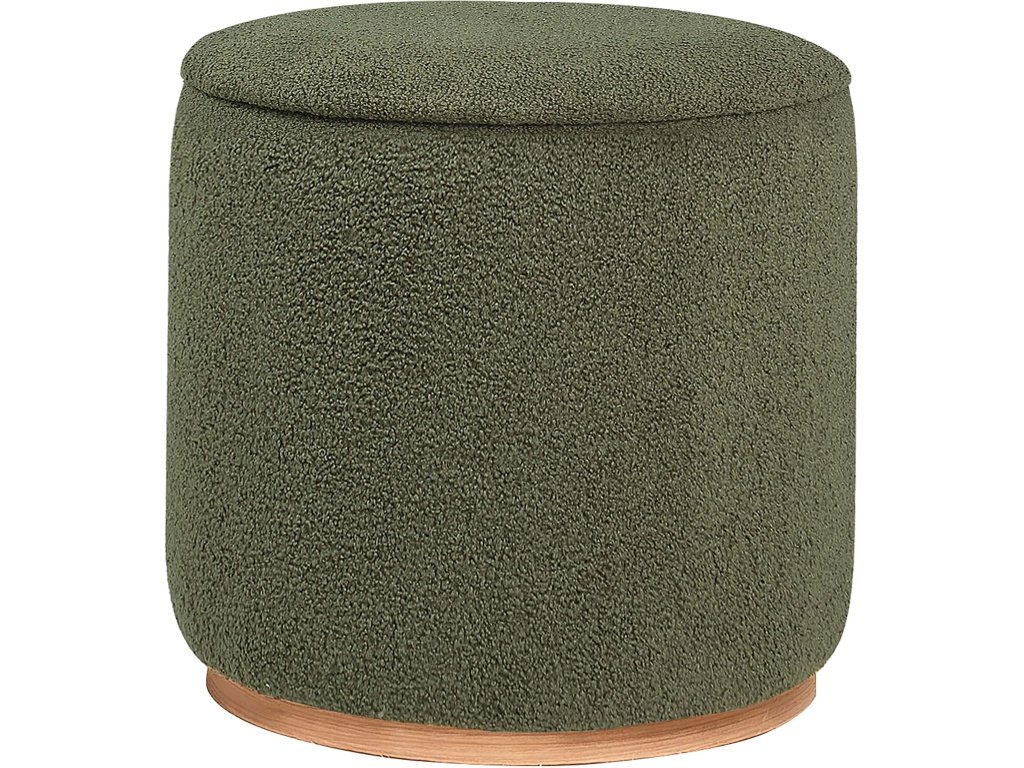 Zena Faux Sheepskin Upholstered Round Ottoman Green