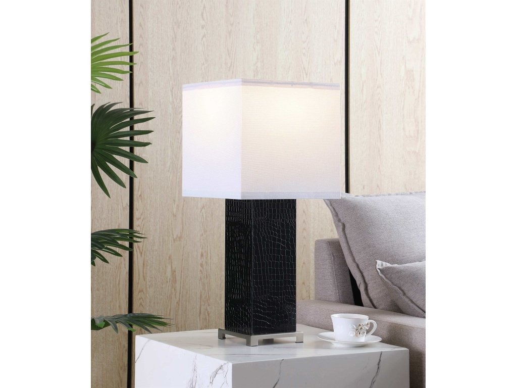 Bridle 25-Inch Square Shade Faux Crocodile Table Lamp Black