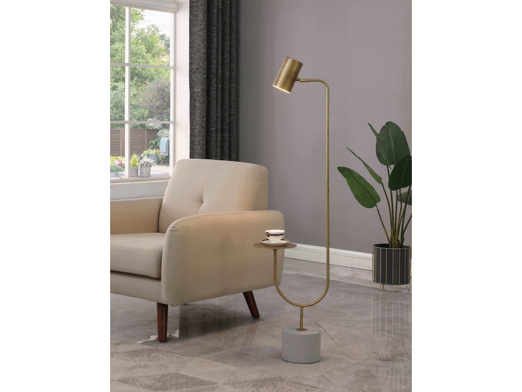 Jodie Round Base Floor Lamp Antique Brass And Grey