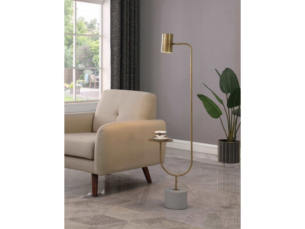 Jodie Round Base Floor Lamp Antique Brass And Grey