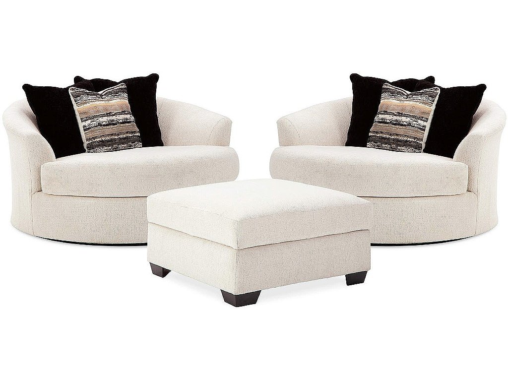 Cambri 2 Oversized Swivel Chairs and Ottoman