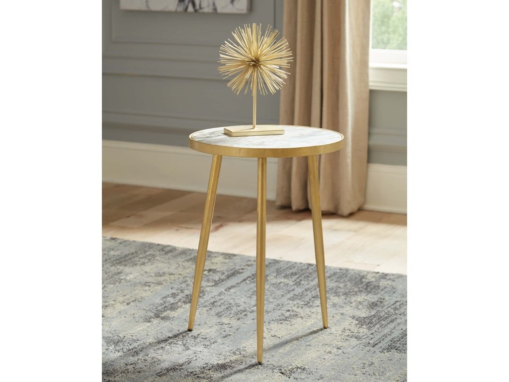 Acheson Round Accent Table White And Gold