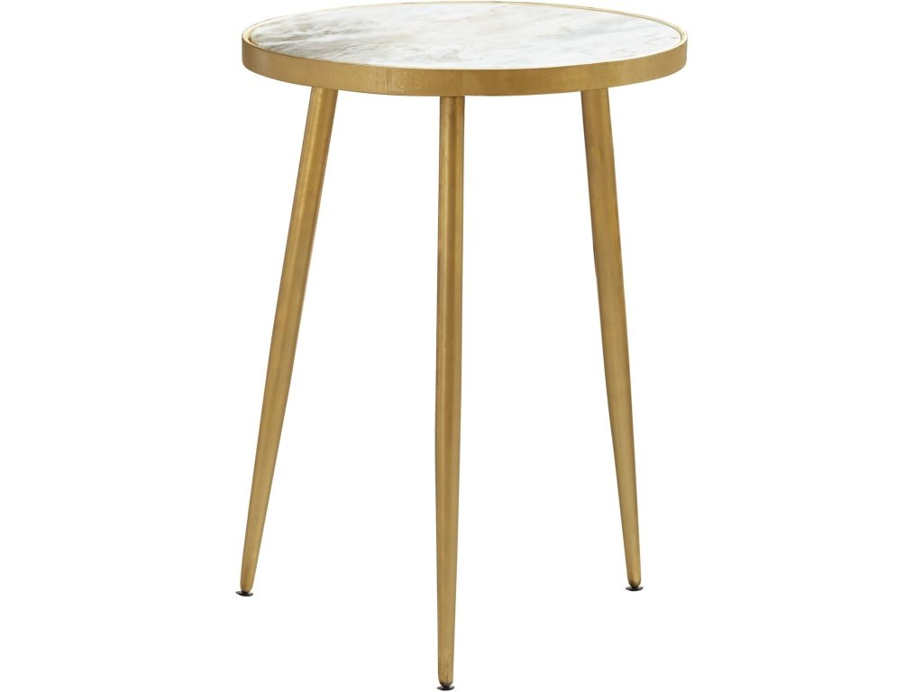 Acheson Round Accent Table White And Gold