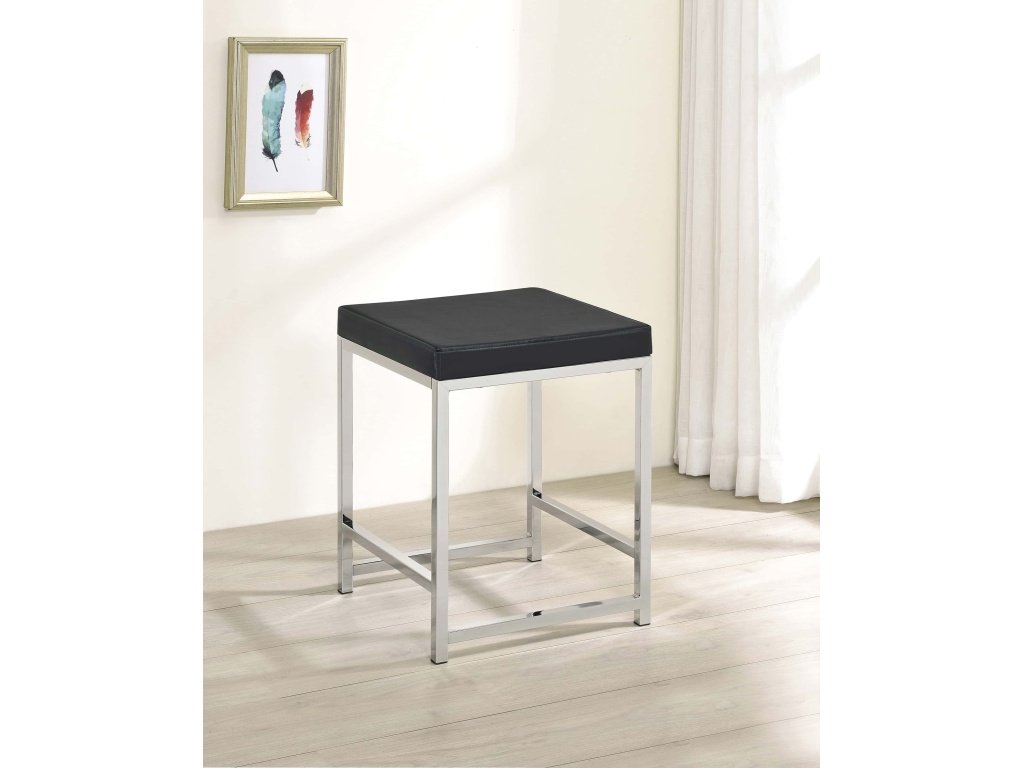 Afshan Upholstered Square Padded Vanity Stool Chrome