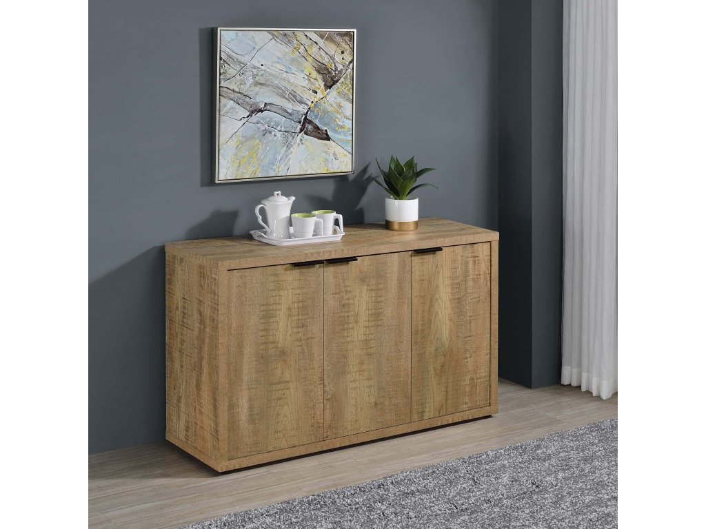 Pepita 3-Door Engineered Wood Accent Cabinet With Adjustable Shelves Mango Brown