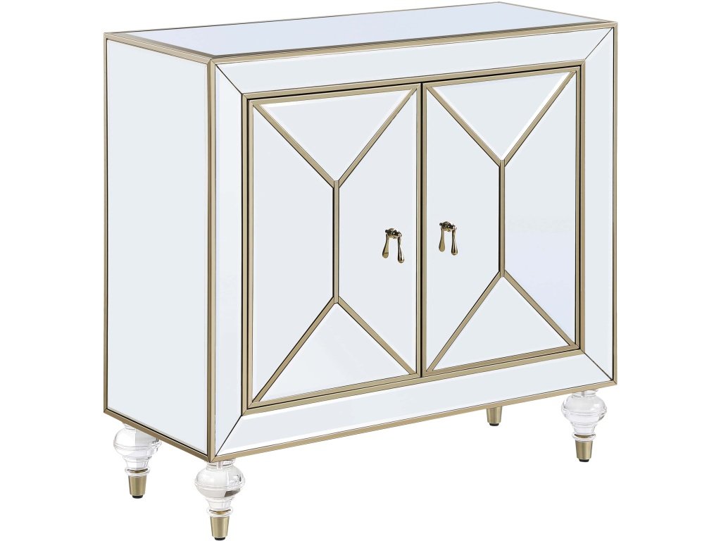 Lupin 2-Door Mirrored Storage Accent Cabinet Champagne