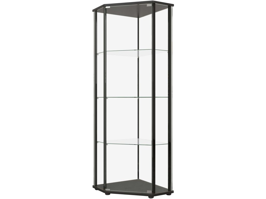 Zenobia Glass Shelf Curio Cabinet Clear And Black