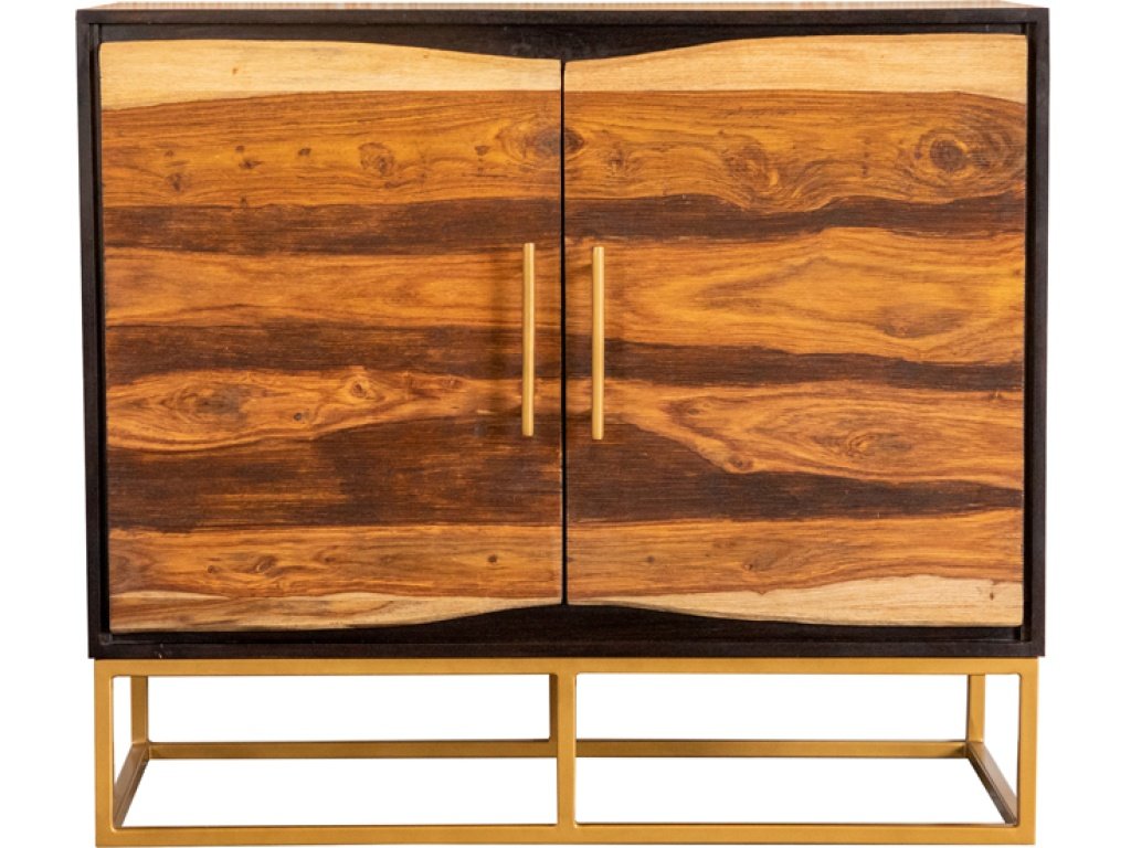 Zara 2-Door Accent Cabinet Black Walnut And Gold