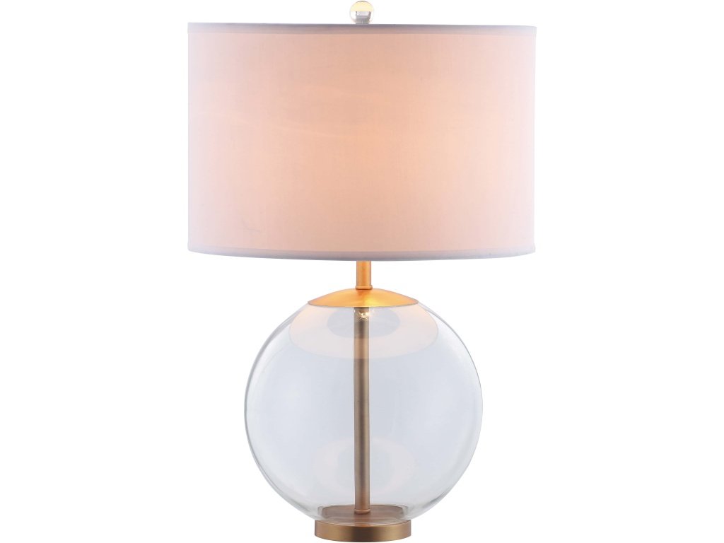 Kenny 27-Inch Drum Shade Clear Glass Table Lamp Brass