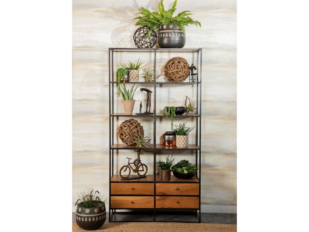 Belcroft 4-Drawer Etagere Natural Acacia And Black