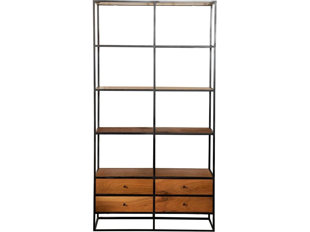 Belcroft 4-Drawer Etagere Natural Acacia And Black