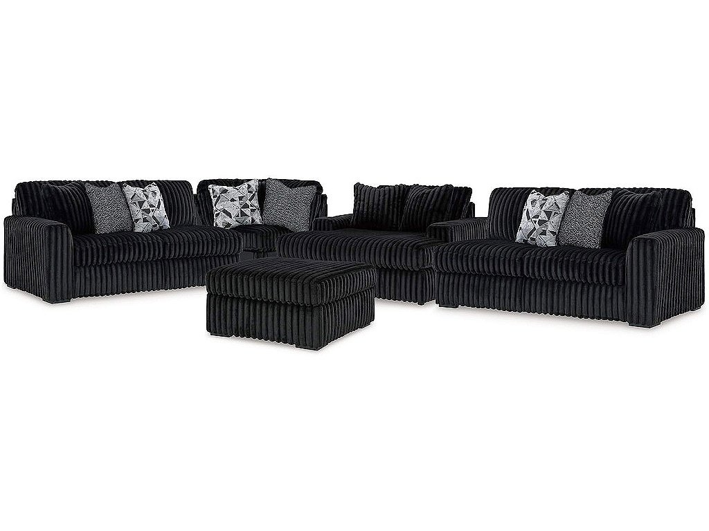 Midnight-Madness 3-Piece Sectional, Chaise and Oversized Accent Ottoman