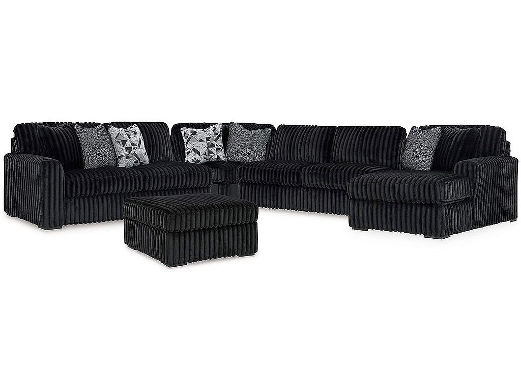 Midnight-Madness 4-Piece Sectional and Oversized Accent Ottoman