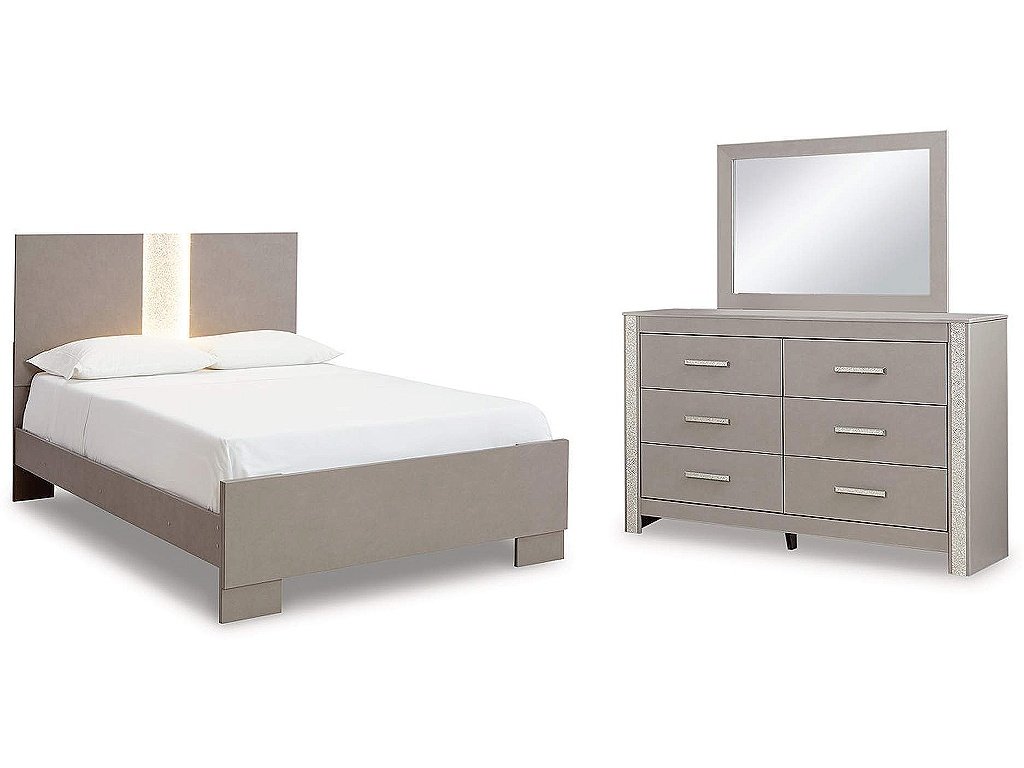 Surancha Full Panel Bed, Dresser and Mirror