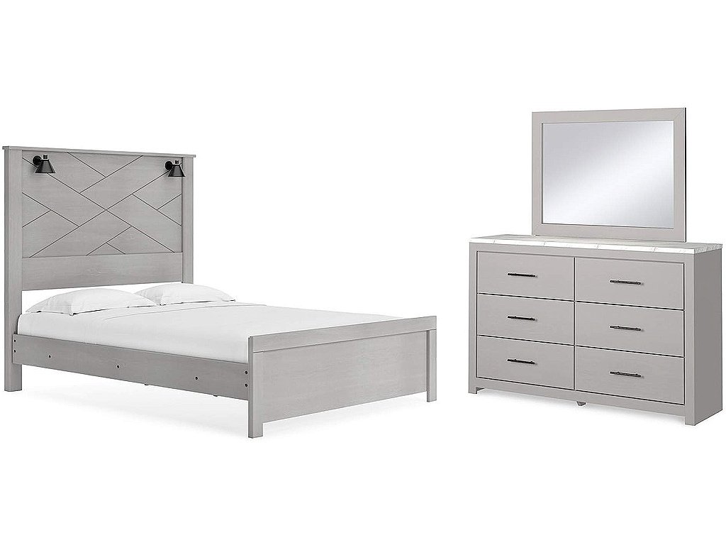 Cottonburg Queen Panel Bed, Dresser and Mirror