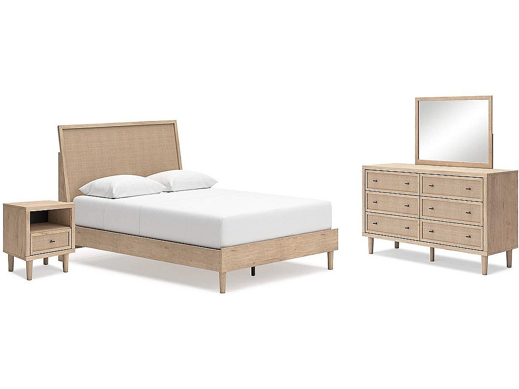 Cielden Queen Panel Bed, Dresser, Mirror and Nightstand