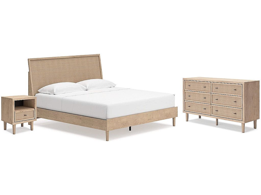 Cielden King Panel Bed, Dresser and Nightstand