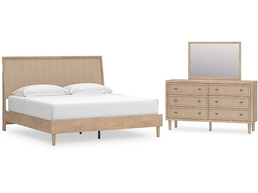 Cielden King Panel Bed, Dresser and Mirror