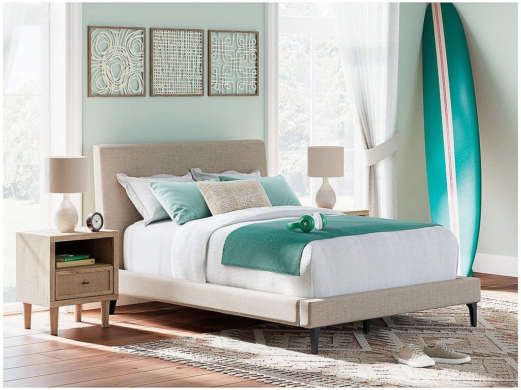 Cielden Full Upholstered Bed with Roll Slats