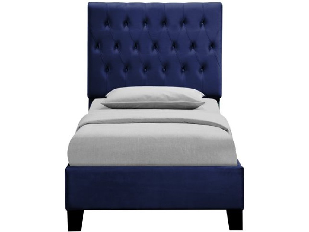 Twin Upholstered Headboard-Footboard-Rails-Navy