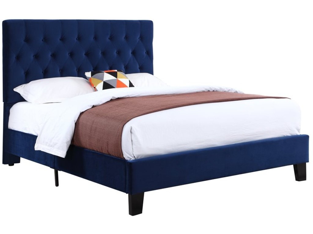 Full Upholstered Headboard-Footboard-Rails-Navy