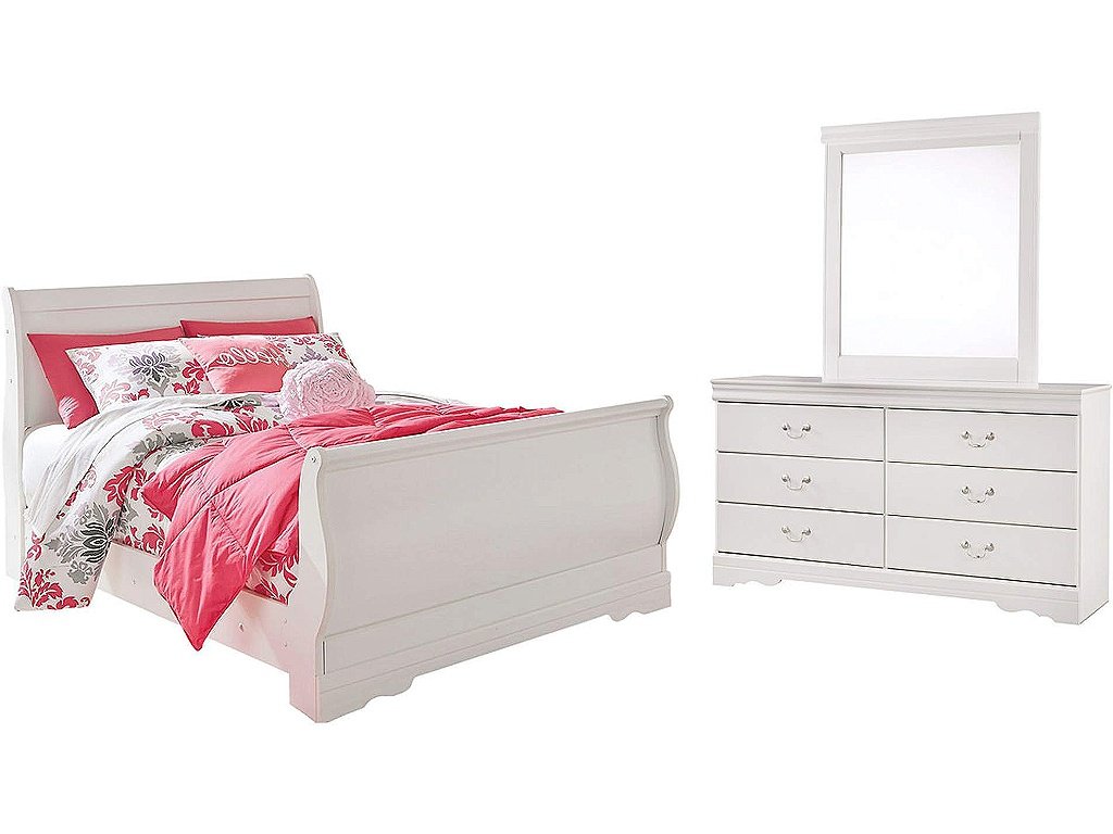 Anarasia Full Sleigh Bed with Dresser and Mirror