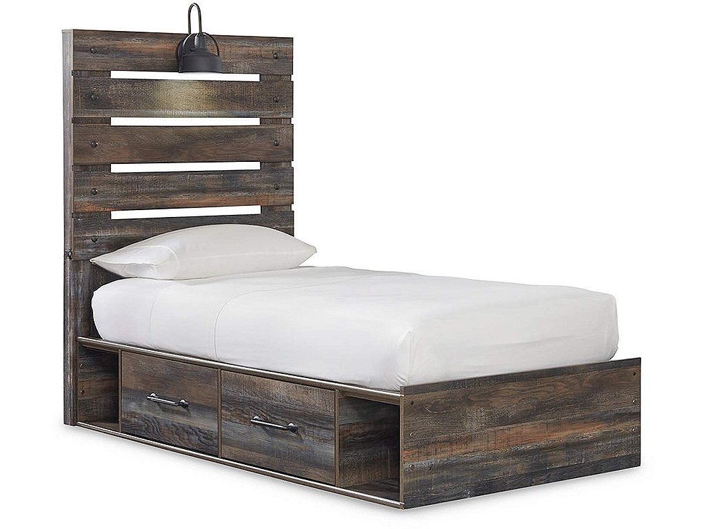 Drystan Twin Panel Bed with 4 Storage Drawers