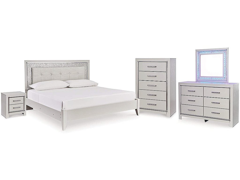 Zyniden Queen Panel Bed, Dresser, Mirror, Chest and Nightstand