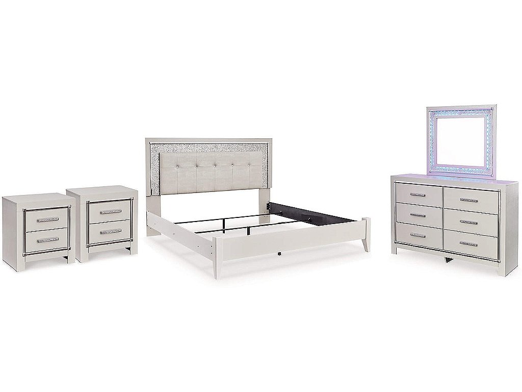 Zyniden Queen Panel Bed, Dresser, Mirror and 2 Nightstands