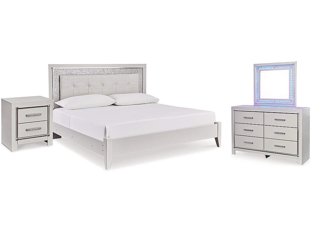 Zyniden Full Panel Bed, Dresser, Mirror and Nightstand