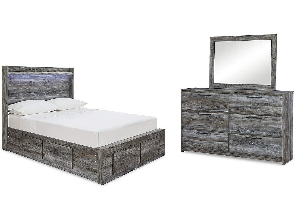 Baystorm Full Panel Storage Bed, Dresser and Mirror