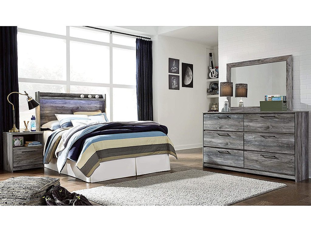 Baystorm Full Panel Bed Headboard, Dresser, Mirror and Nightstand