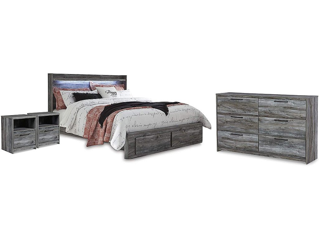 Baystorm King Storage Bed, Dresser and 2 Nightstands