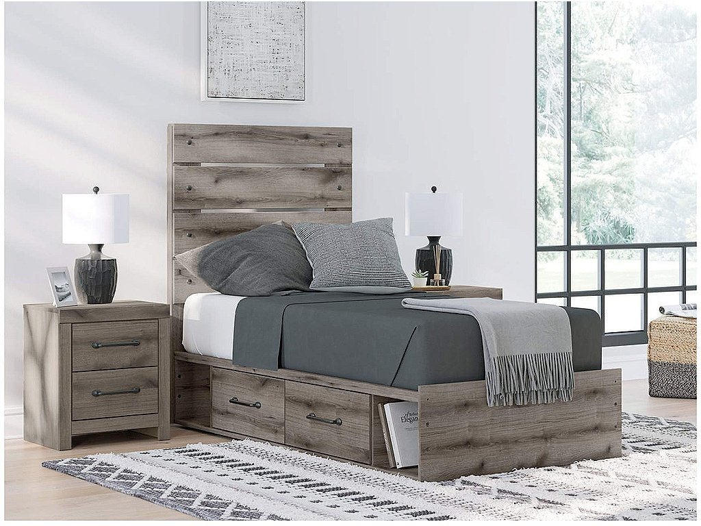 Graystorm Twin Panel Bed with Storage