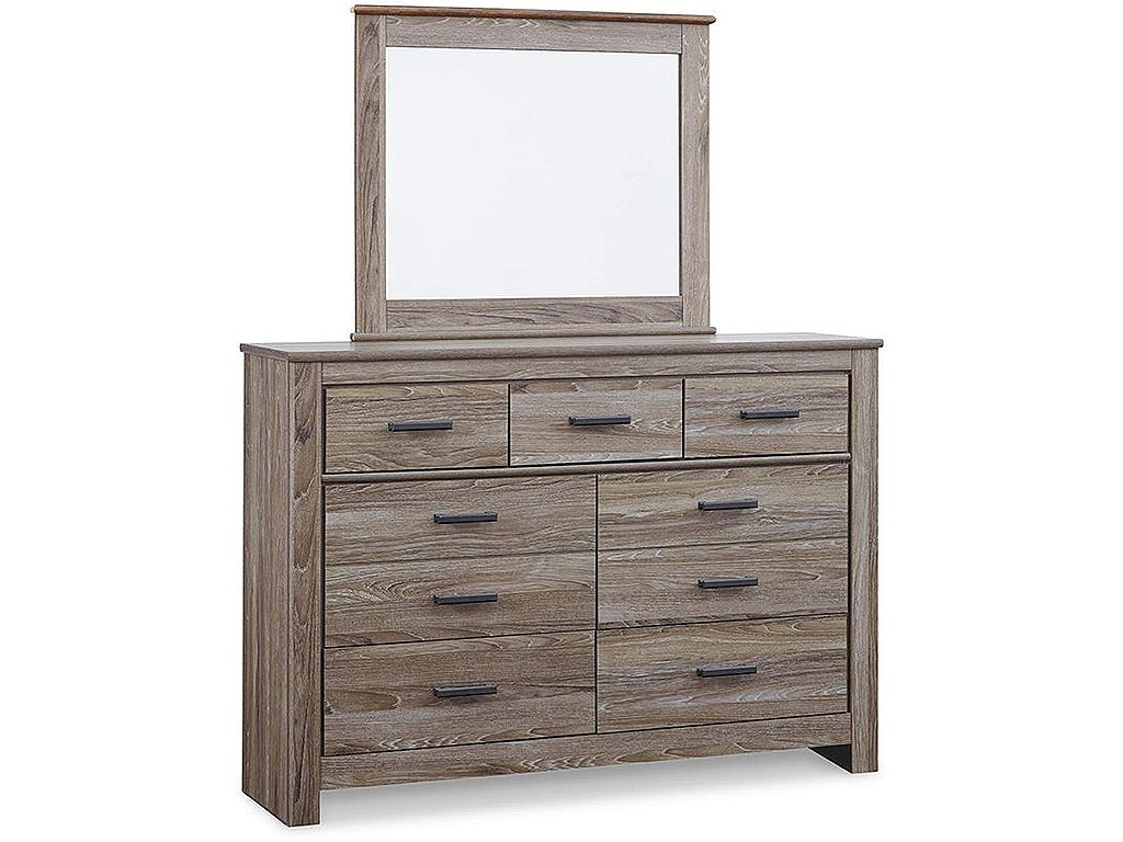 Zelen Full Panel Bed, Dresser, Mirror, and Nightstand