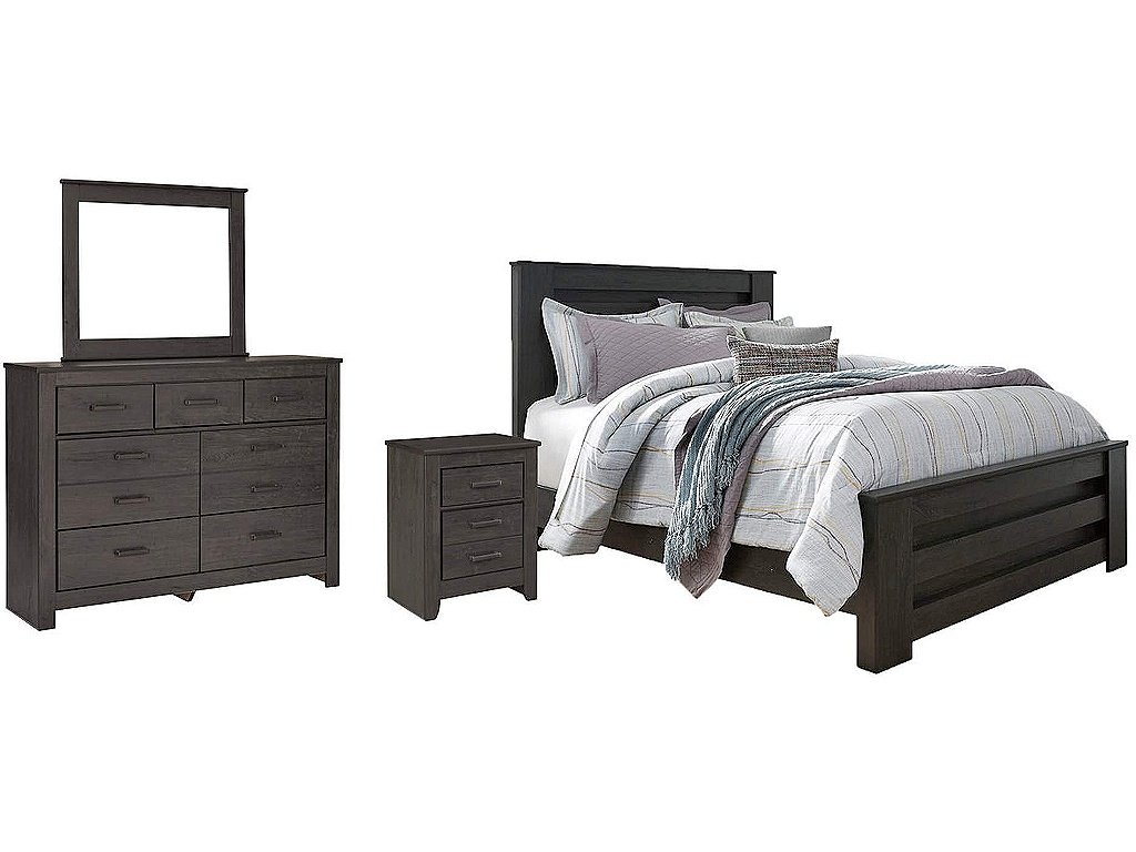 Brinxton Queen Panel Bed, Dresser, Mirror and Nightstand